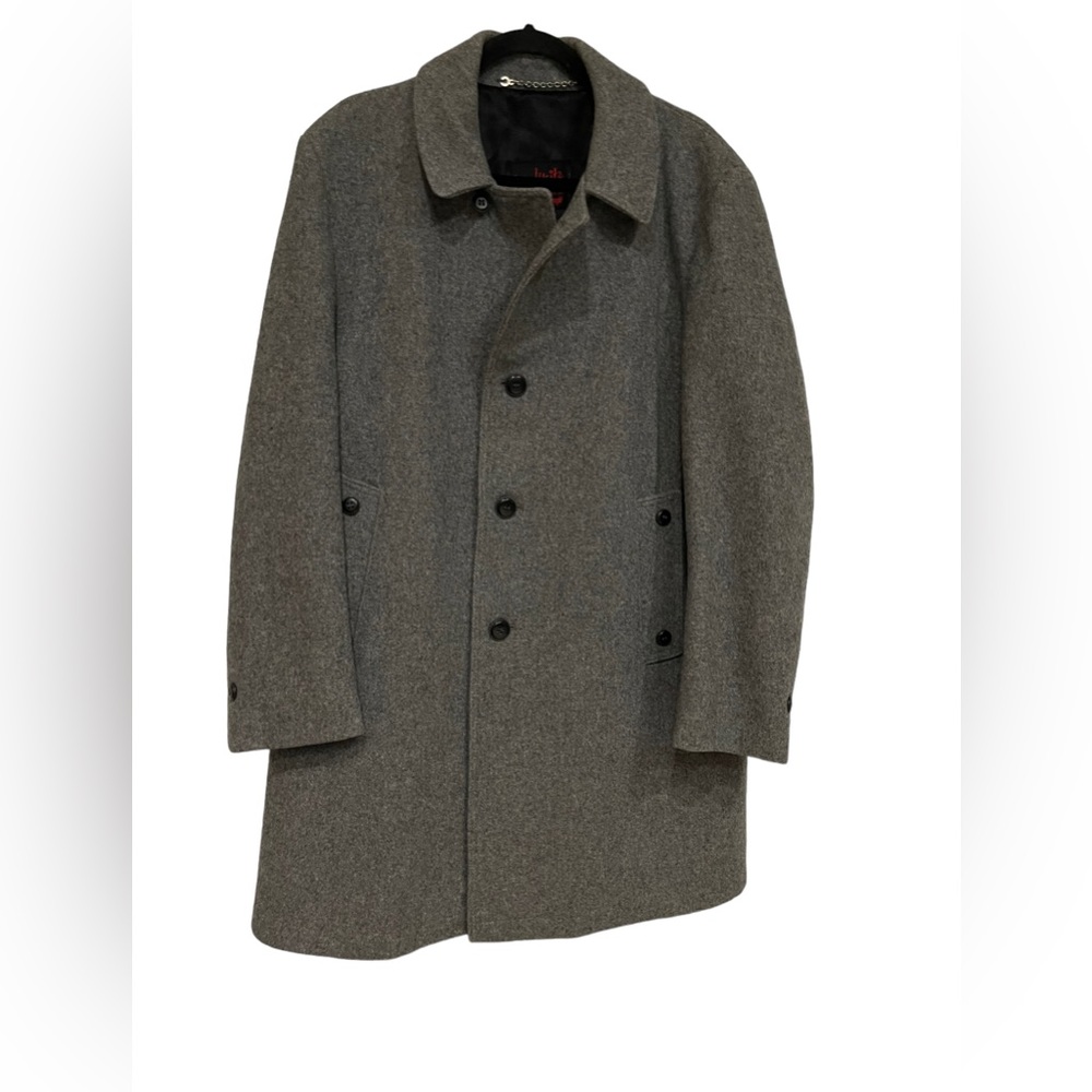 John Weitz Casualcraft Heavy Wool Blend Gray Pea Coat Button Up Sz 44R